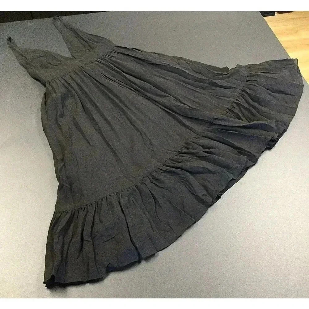 J. Crew Womens Black Silk Sleeveless‎ V Neck Open Back Lined Midi Dress Size 2